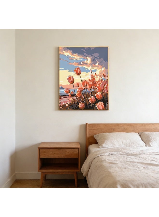 FDTY مجموعة أدوات الرسم الرقمي للمبتدئين البالغين، طلاء أكريليك سهل الاستخدام على قماش، مجموعة أدوات تزيين الجدران المنزلية 15.74*19.68 بوصة - Image 4